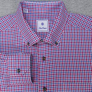 David Donahue Shirt Mens XL Blue Red Plaid Button Down Long Sleeve